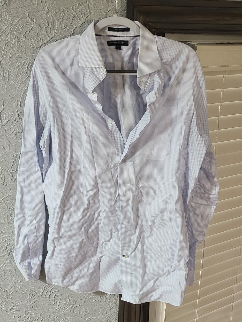 Banana Republic button-up shirt featuring a light blue gingham check pattern